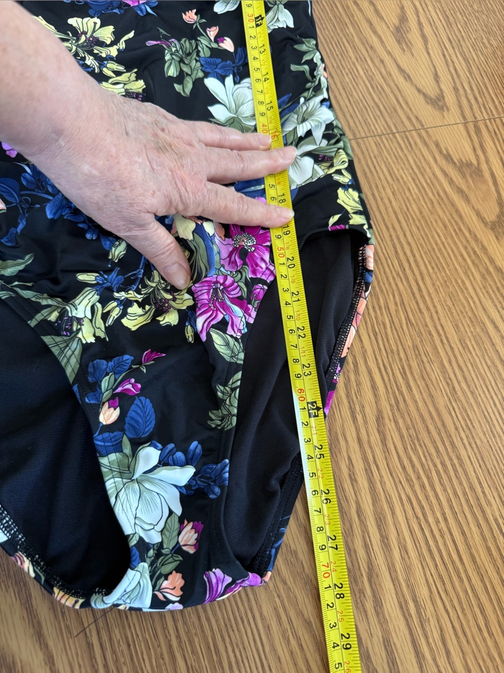 Black Floral Multi Color Swimsuit, Full Coverage, high back, Wide Straps, NWT - Picture 7 of 16